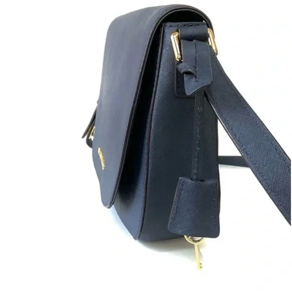 Michael Kors Dark Blue Hamilton Crossbody Bag with Gold Details - Picture 16 of 16